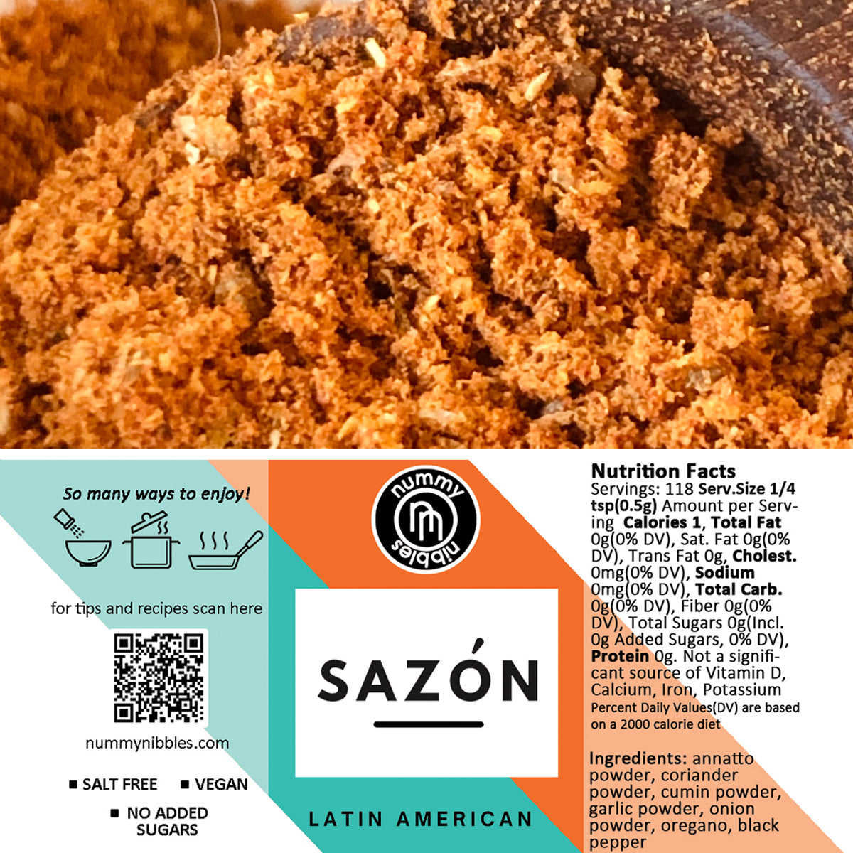 
                  
                    Sazon Latin American Spice Blend - Vegan, Whole30, Salt Free, No MSG, No Additives
                  
                